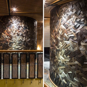 河内日本餐厅KIMONO，灵感来自传统灯具的编织方式
