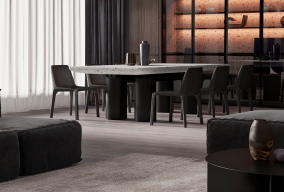 木材、水磨石打造高级客餐厅空间！