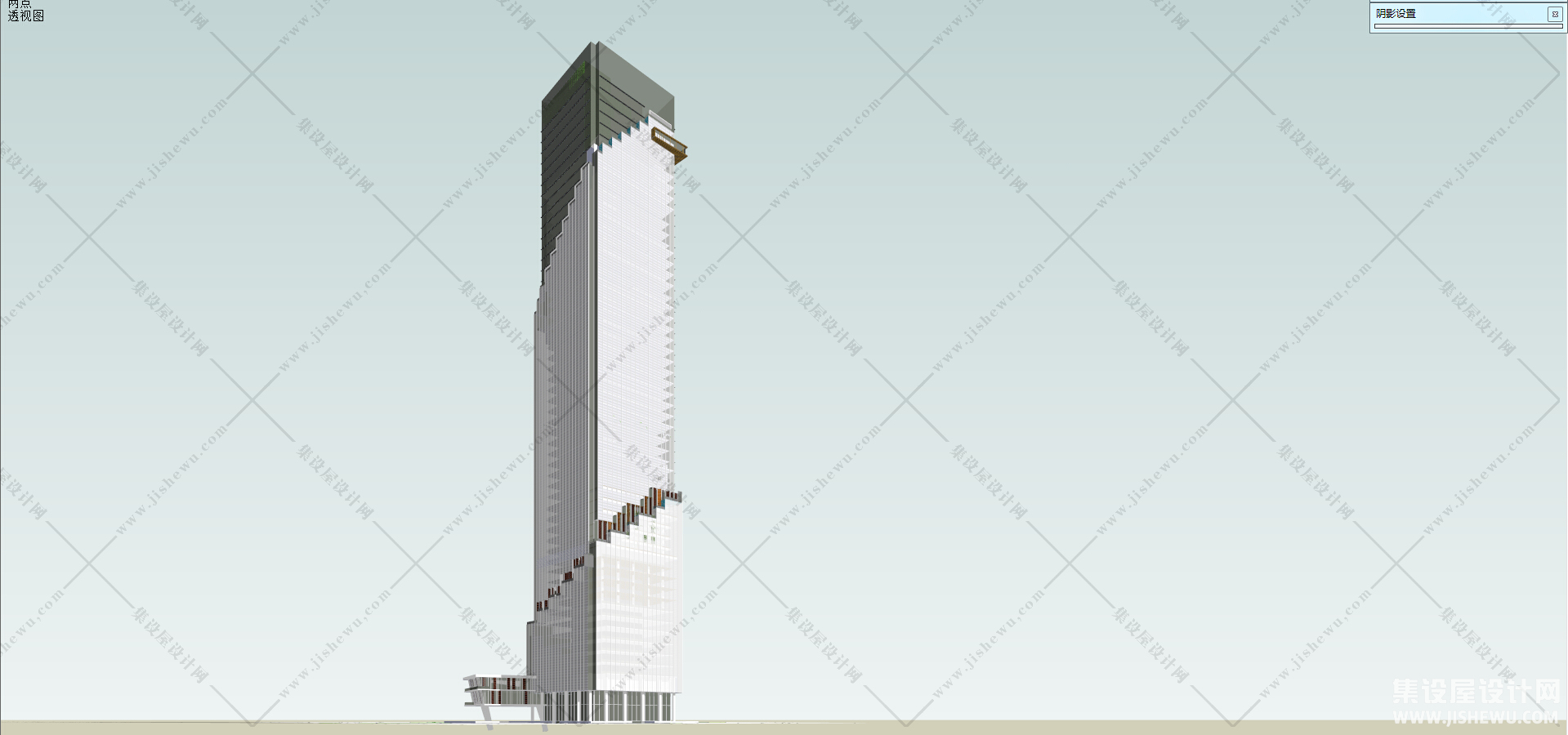 现代超高层综合办公大厦建筑设计方案su模型-2