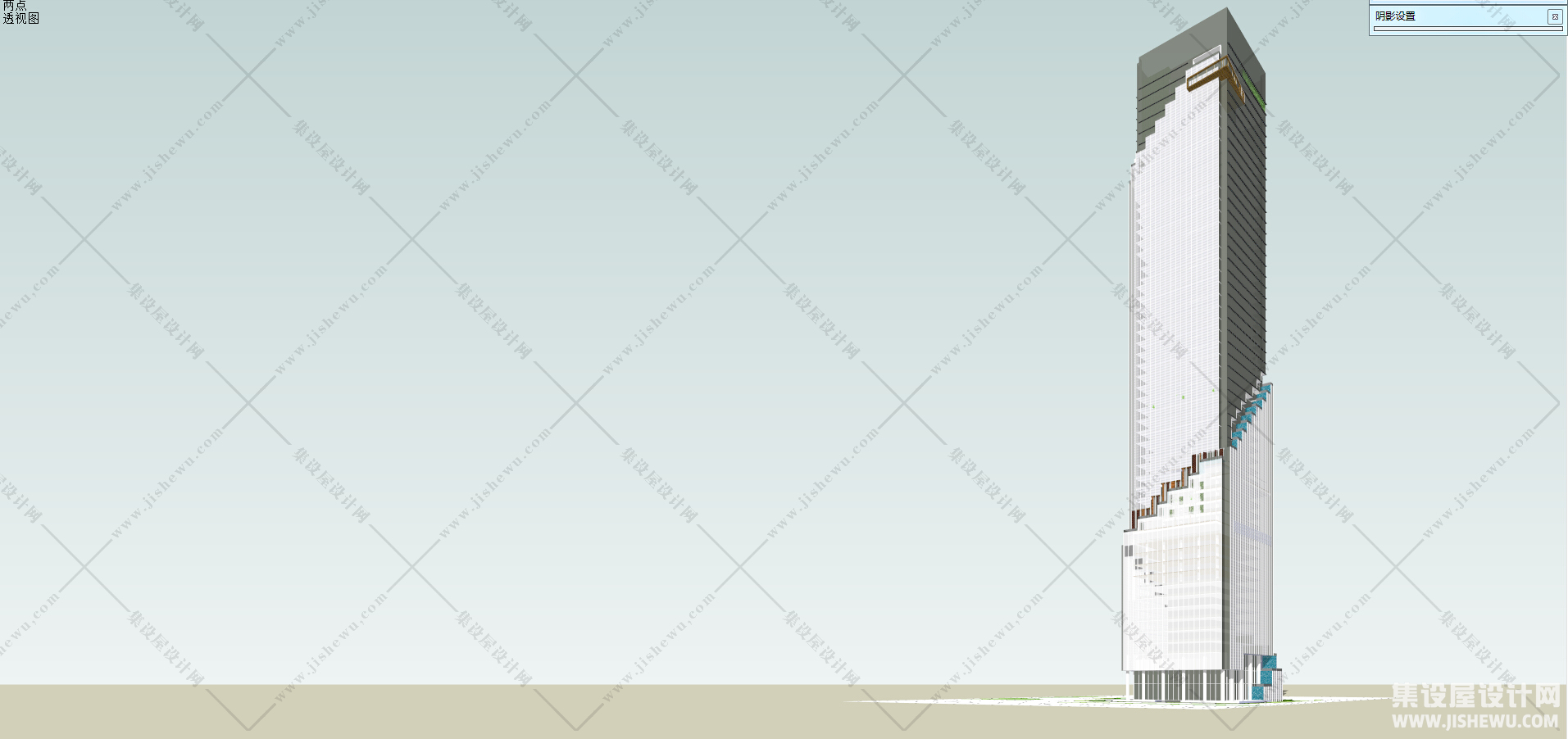 现代超高层综合办公大厦建筑设计方案su模型-1