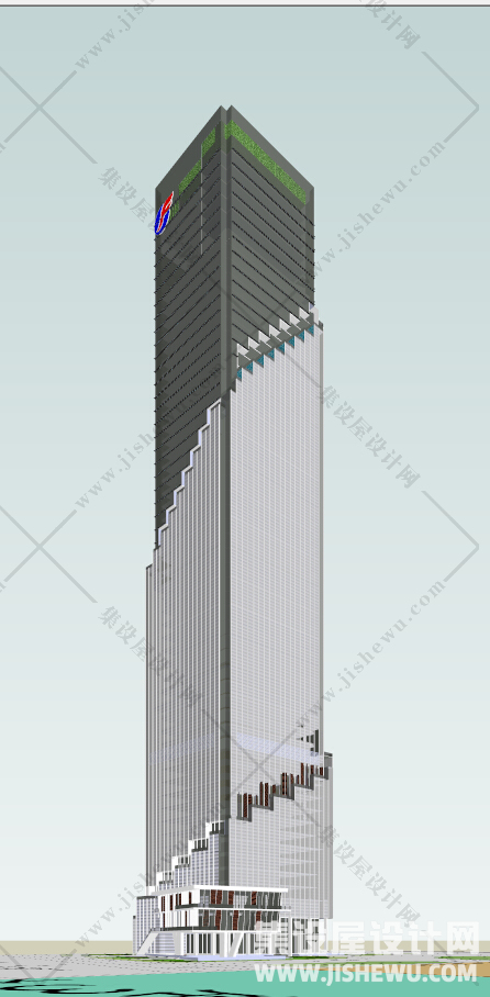 现代超高层综合办公大厦建筑设计方案su模型-6