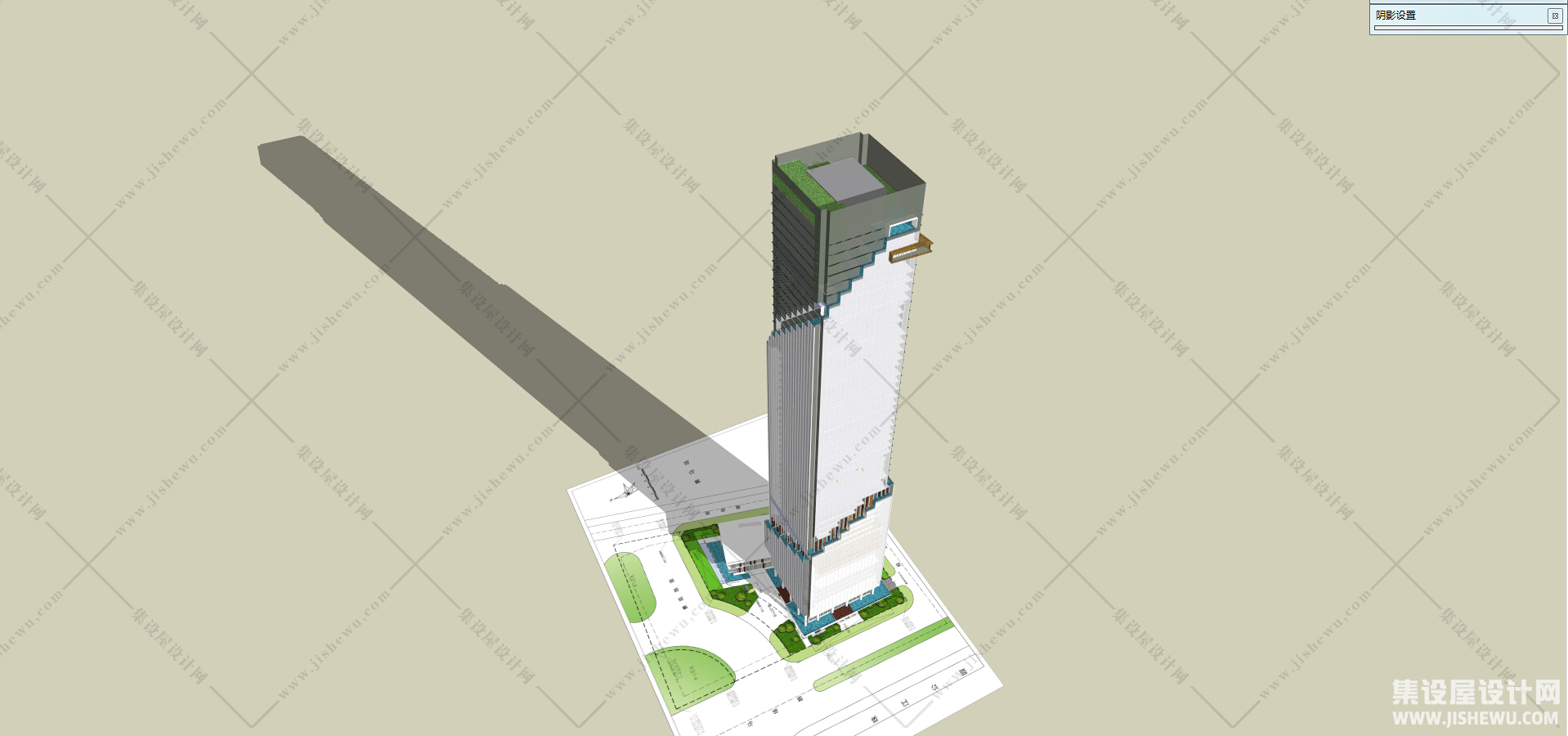 现代超高层综合办公大厦建筑设计方案su模型-3