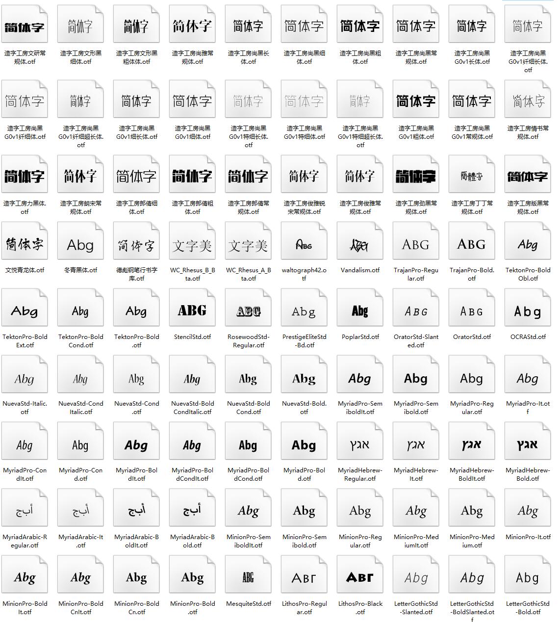 1000种电脑常用字体