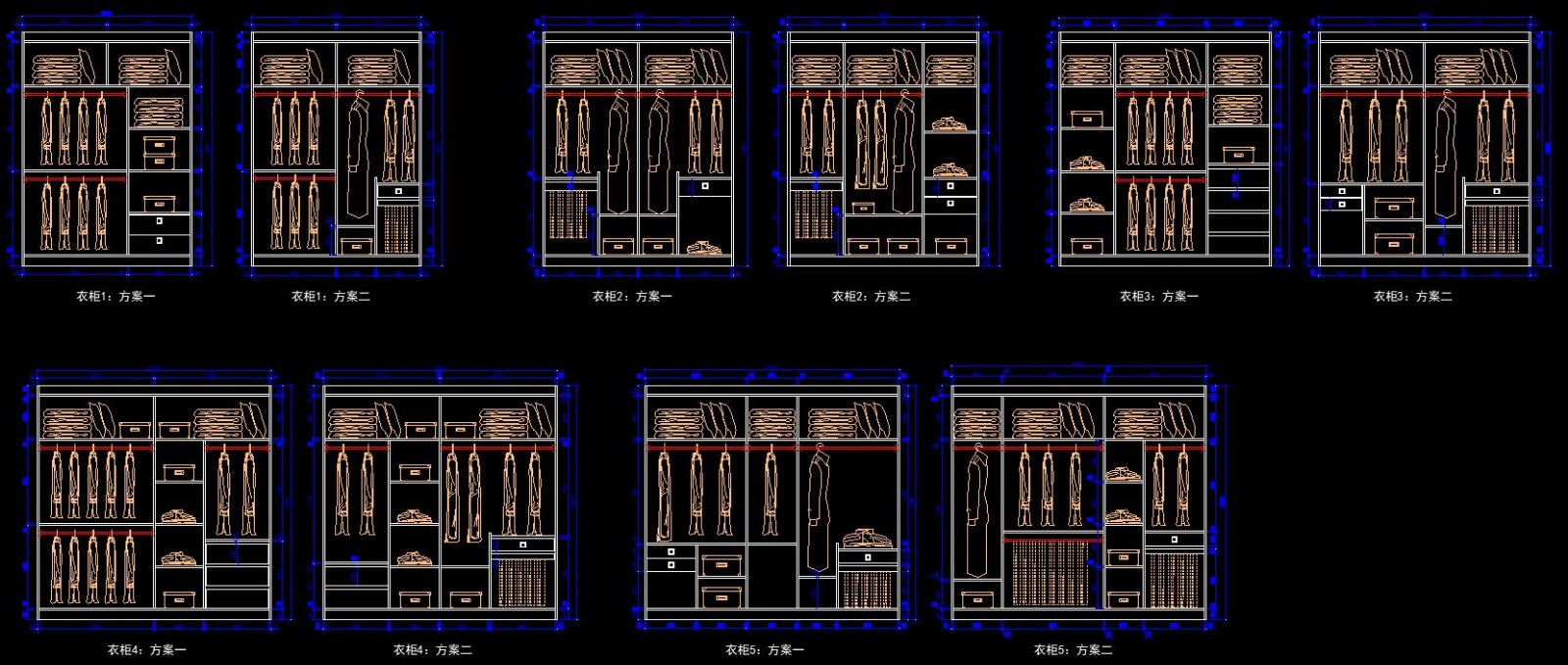 99套家装全屋柜子样式和大样及衣柜CAD详图 精细实用施工图-3