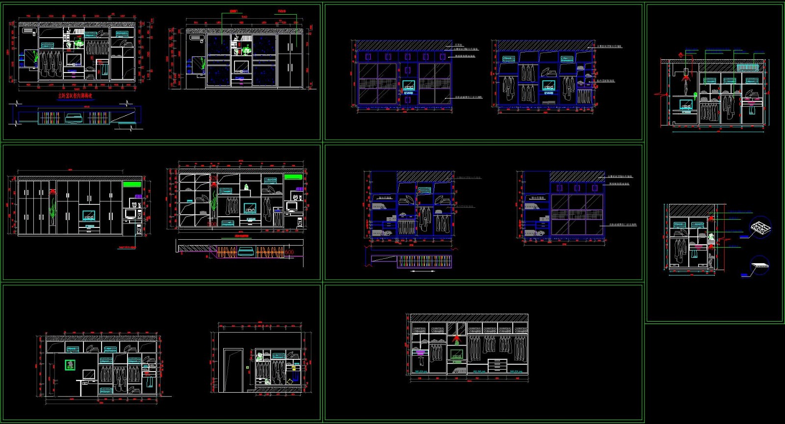 99套家装全屋柜子样式和大样及衣柜CAD详图 精细实用施工图-2