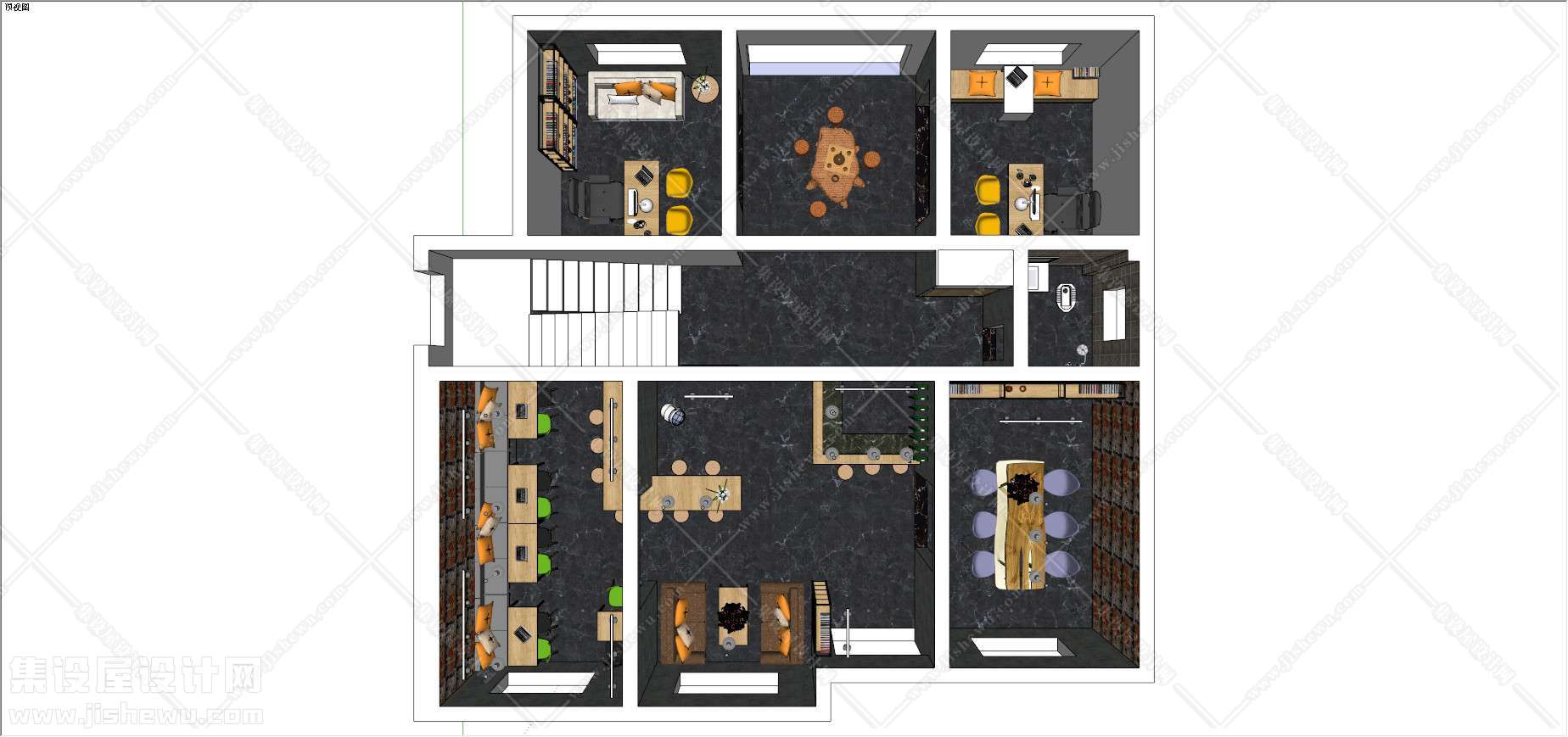 现代办公空间设计模型-7