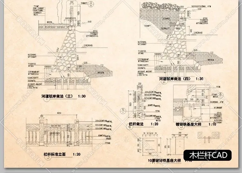 公园广场花园林景观设计方案施工图平面素材 亭子cad节点图例图库-3