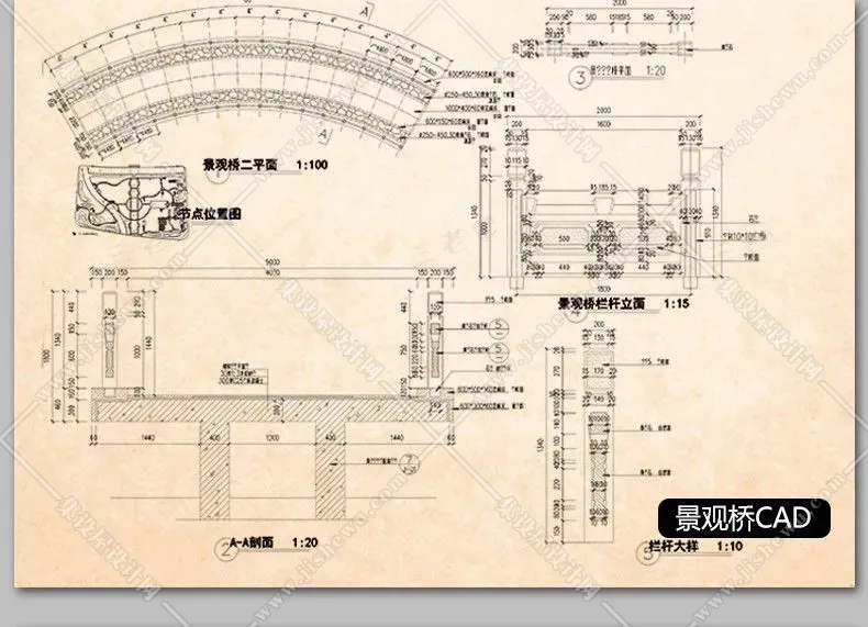 公园广场花园林景观设计方案施工图平面素材 亭子cad节点图例图库-15