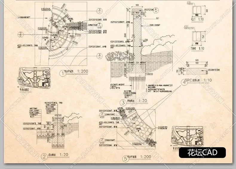 公园广场花园林景观设计方案施工图平面素材 亭子cad节点图例图库-4