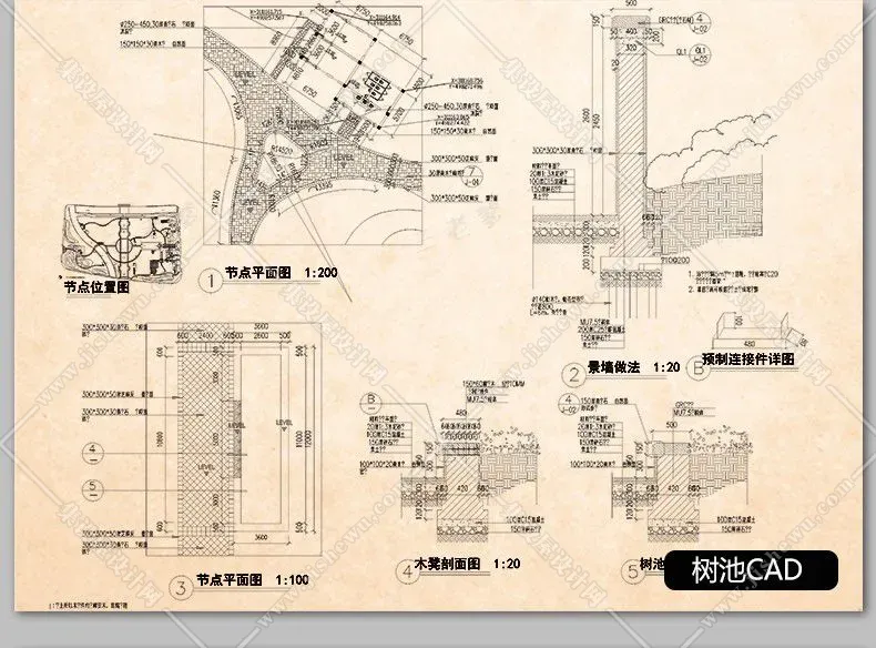 公园广场花园林景观设计方案施工图平面素材 亭子cad节点图例图库-11