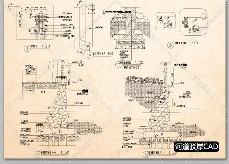 公园广场花园林景观设计方案施工图平面素材 亭子cad节点图例图库-5