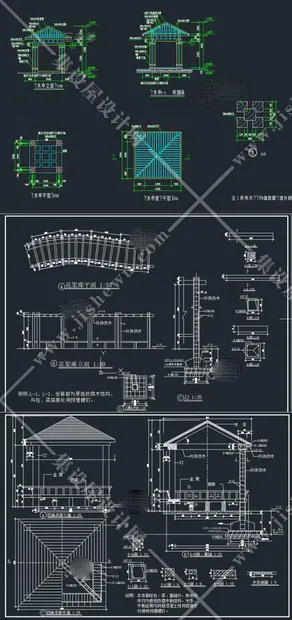 公园广场花园林景观设计方案施工图平面素材 亭子cad节点图例图库-22