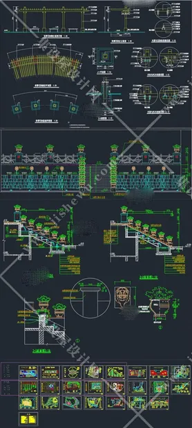 公园广场花园林景观设计方案施工图平面素材 亭子cad节点图例图库-23